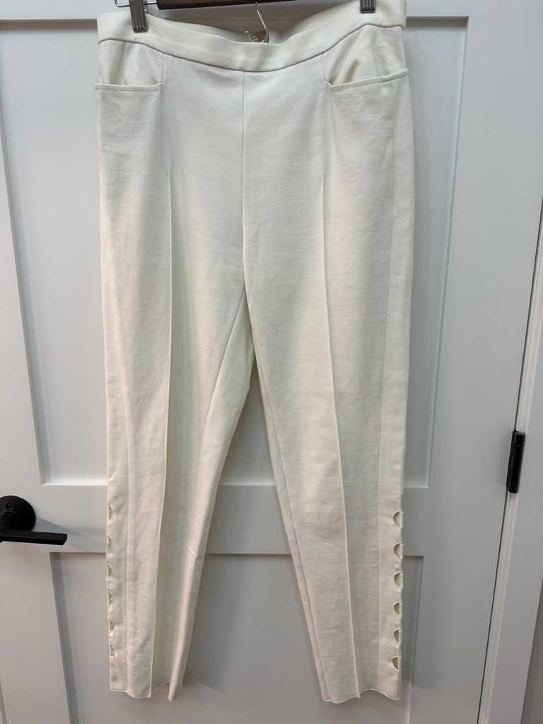 Akris Punto Back Zip Ponte Pants With Side Cut Out Leg Detail
